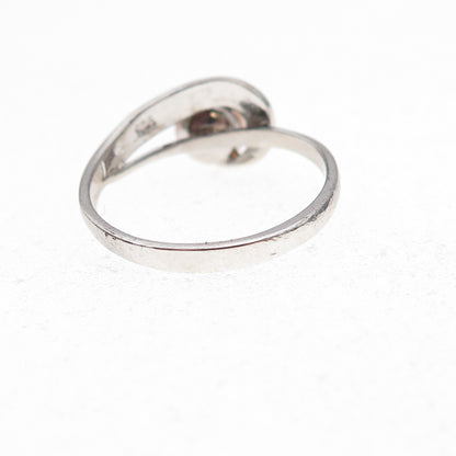 925 Sterling Silver Vintage Real Pearl Modernist Ring Size 7