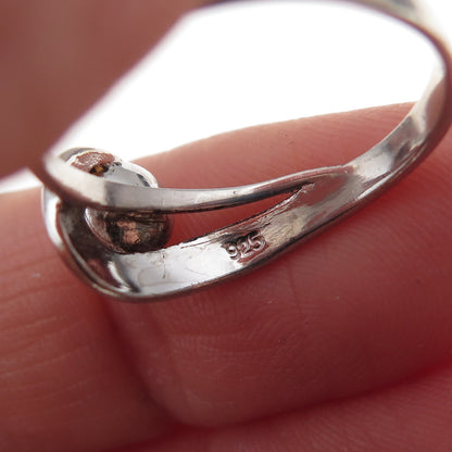 925 Sterling Silver Vintage Real Pearl Modernist Ring Size 7