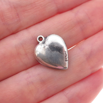 925 Sterling Silver Antique Art Deco Fleur de Lis Heart Chatelaine Charm Pendant