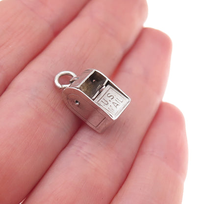 925 Sterling Silver Vintage Mexico US Mailbox Oxidized 3D Charm Pendant