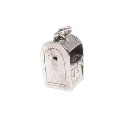 925 Sterling Silver Vintage Mexico US Mailbox Oxidized 3D Charm Pendant