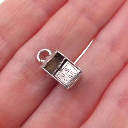 925 Sterling Silver Vintage Mexico US Mailbox Oxidized 3D Charm Pendant