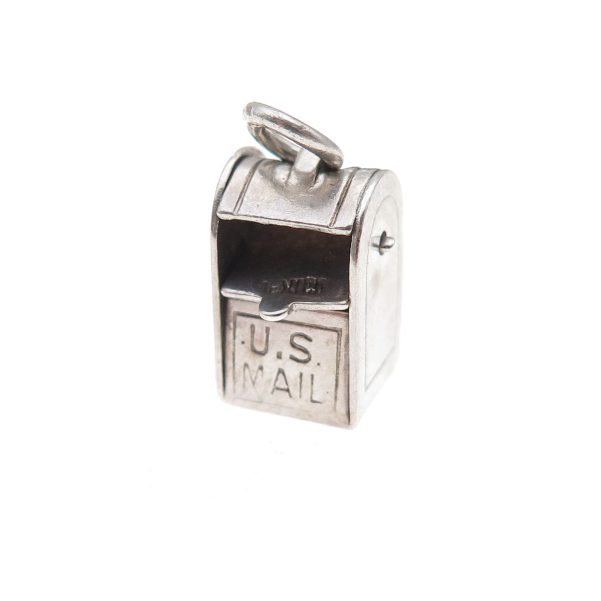 925 Sterling Silver Vintage Mexico US Mailbox Oxidized 3D Charm Pendant