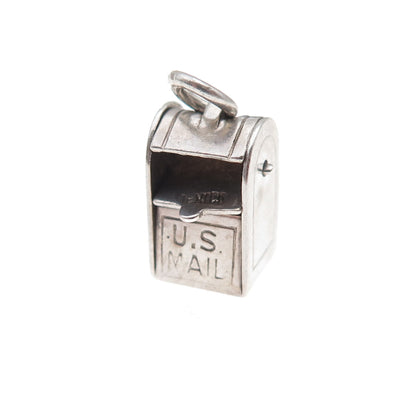 925 Sterling Silver Vintage Mexico US Mailbox Oxidized 3D Charm Pendant