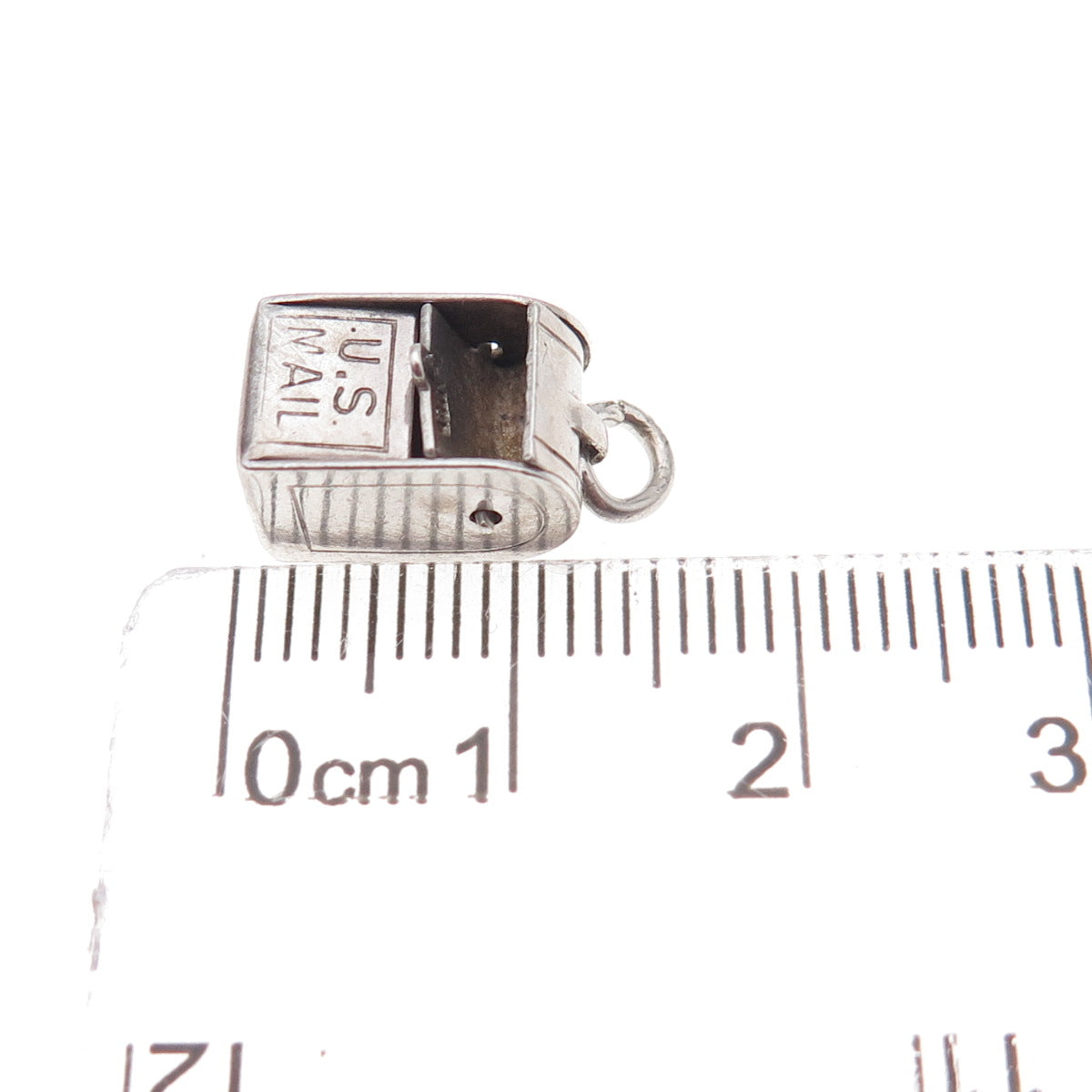925 Sterling Silver Vintage Mexico US Mailbox Oxidized 3D Charm Pendant
