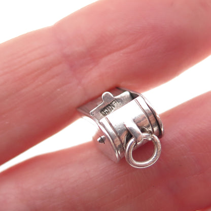 925 Sterling Silver Vintage Mexico US Mailbox Oxidized 3D Charm Pendant