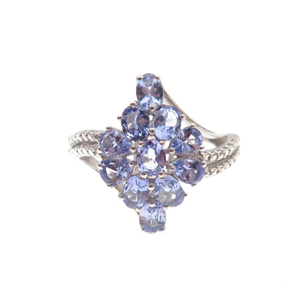 Chuck Clemency 925 Sterling Silver Real Oval & Pear-Cut Tanzanite Ring Size 5