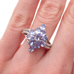 Chuck Clemency 925 Sterling Silver Real Oval & Pear-Cut Tanzanite Ring Size 5