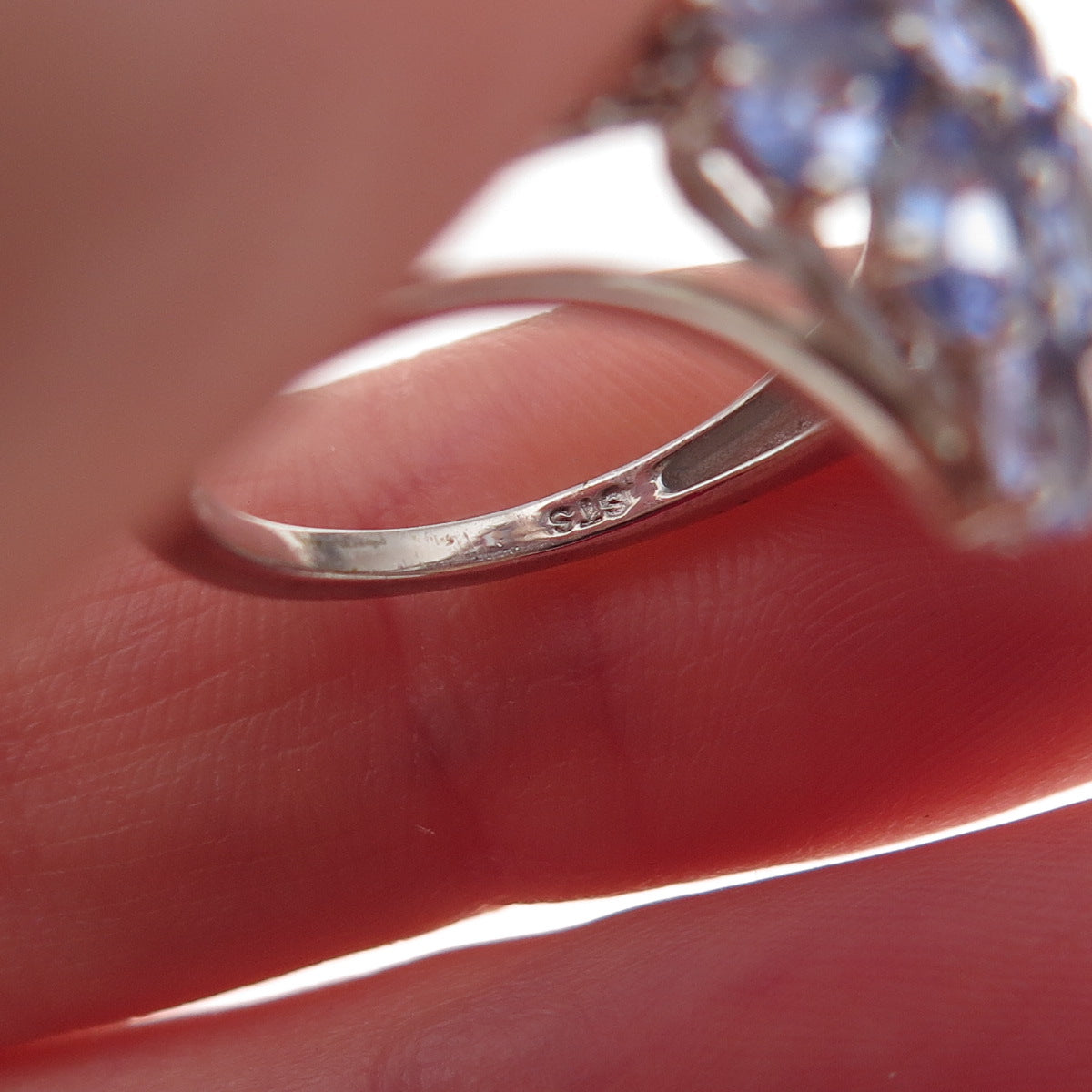 Chuck Clemency 925 Sterling Silver Real Oval & Pear-Cut Tanzanite Ring Size 5