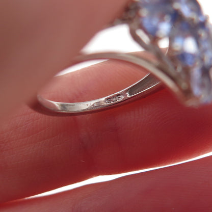 Chuck Clemency 925 Sterling Silver Real Oval & Pear-Cut Tanzanite Ring Size 5