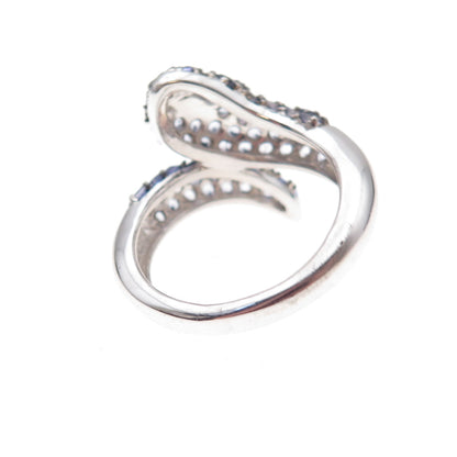 925 Sterling Silver Real Tanzanite & White Topaz Snake Ring Size 8.25