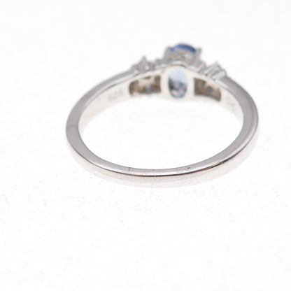 925 Sterling Silver Real Tanzanite & White Topaz Ring Size 8