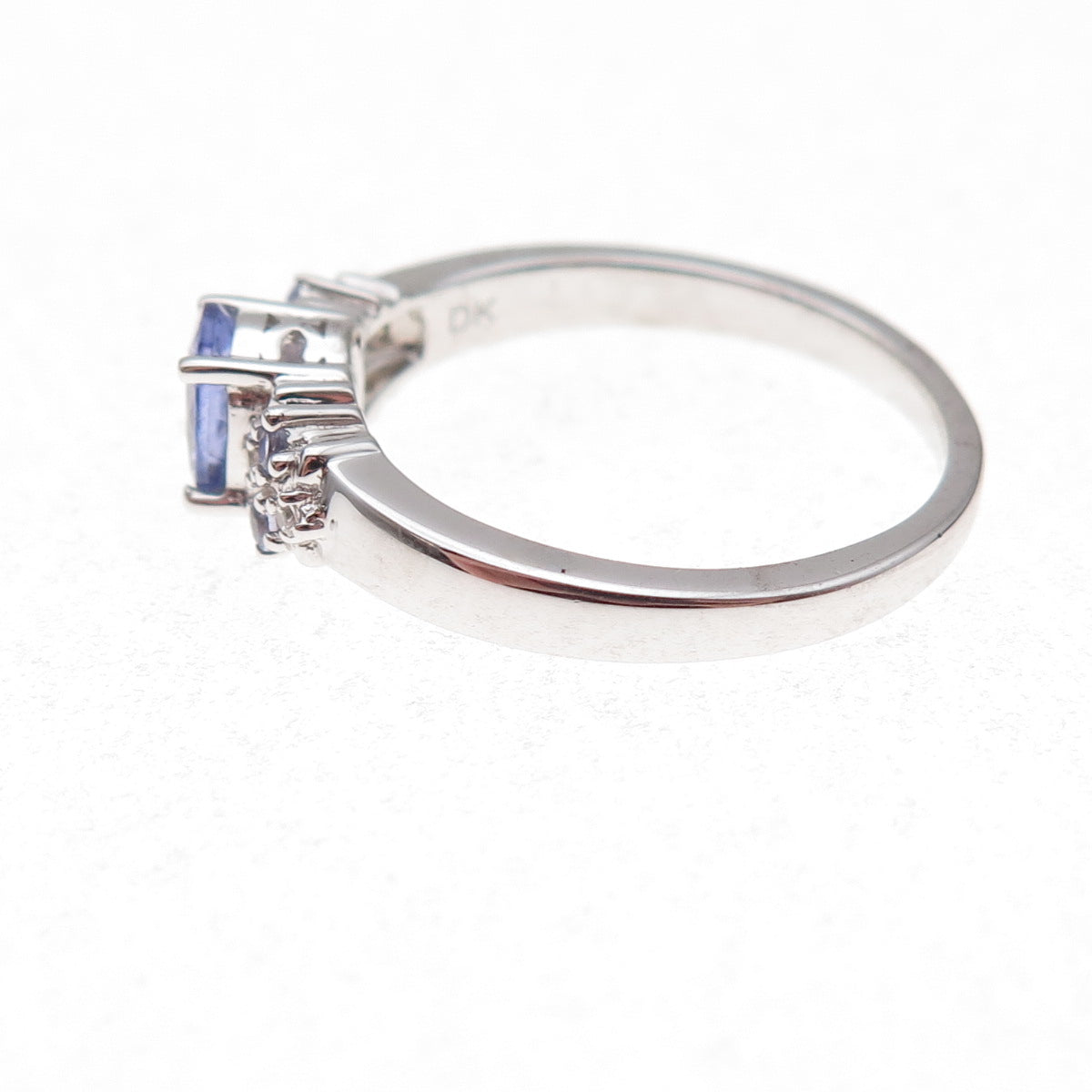 925 Sterling Silver Real Tanzanite & White Topaz Ring Size 8