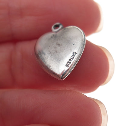 925 Sterling Silver Antique Art Deco Star Heart Chatelaine Charm Pendant