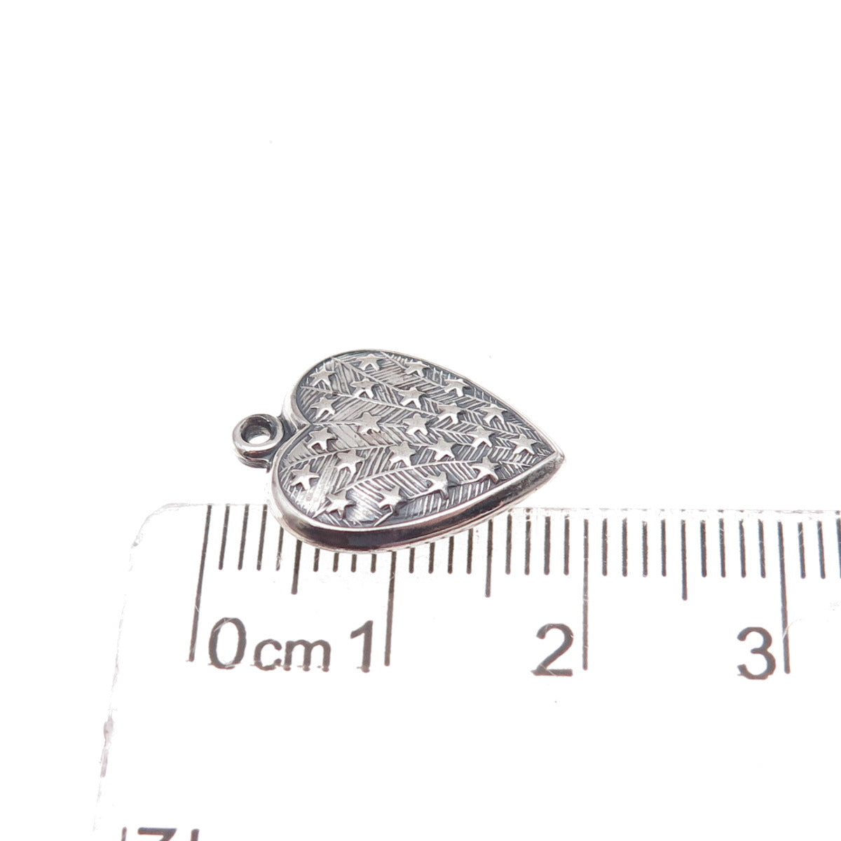 925 Sterling Silver Antique Art Deco Star Heart Chatelaine Charm Pendant