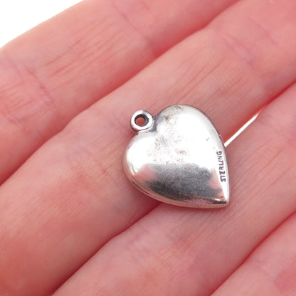 925 Sterling Silver Antique Art Deco Star Heart Chatelaine Charm Pendant