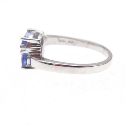 925 Sterling Silver Real Pear-Cut Tanzanite Bypass Ring Size 8