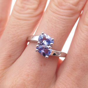 925 Sterling Silver Real Pear-Cut Tanzanite Bypass Ring Size 8