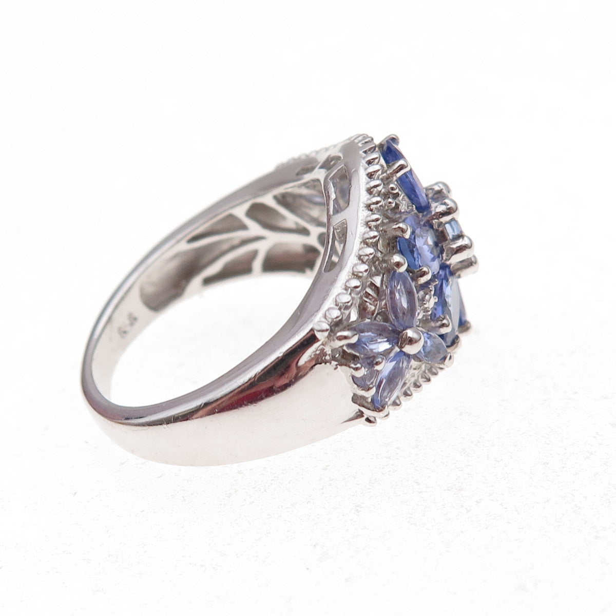 Chuck Clemency 925 Sterling Silver Real Diamond & Tanzanite Ring Size 7.75
