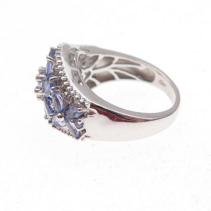 Chuck Clemency 925 Sterling Silver Real Diamond & Tanzanite Ring Size 7.75