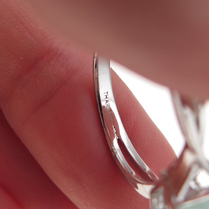 Molloy 925 Sterling Silver Real Emerald-Cut Aquamarine Ring Size 8