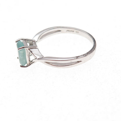 Molloy 925 Sterling Silver Real Emerald-Cut Aquamarine Ring Size 8
