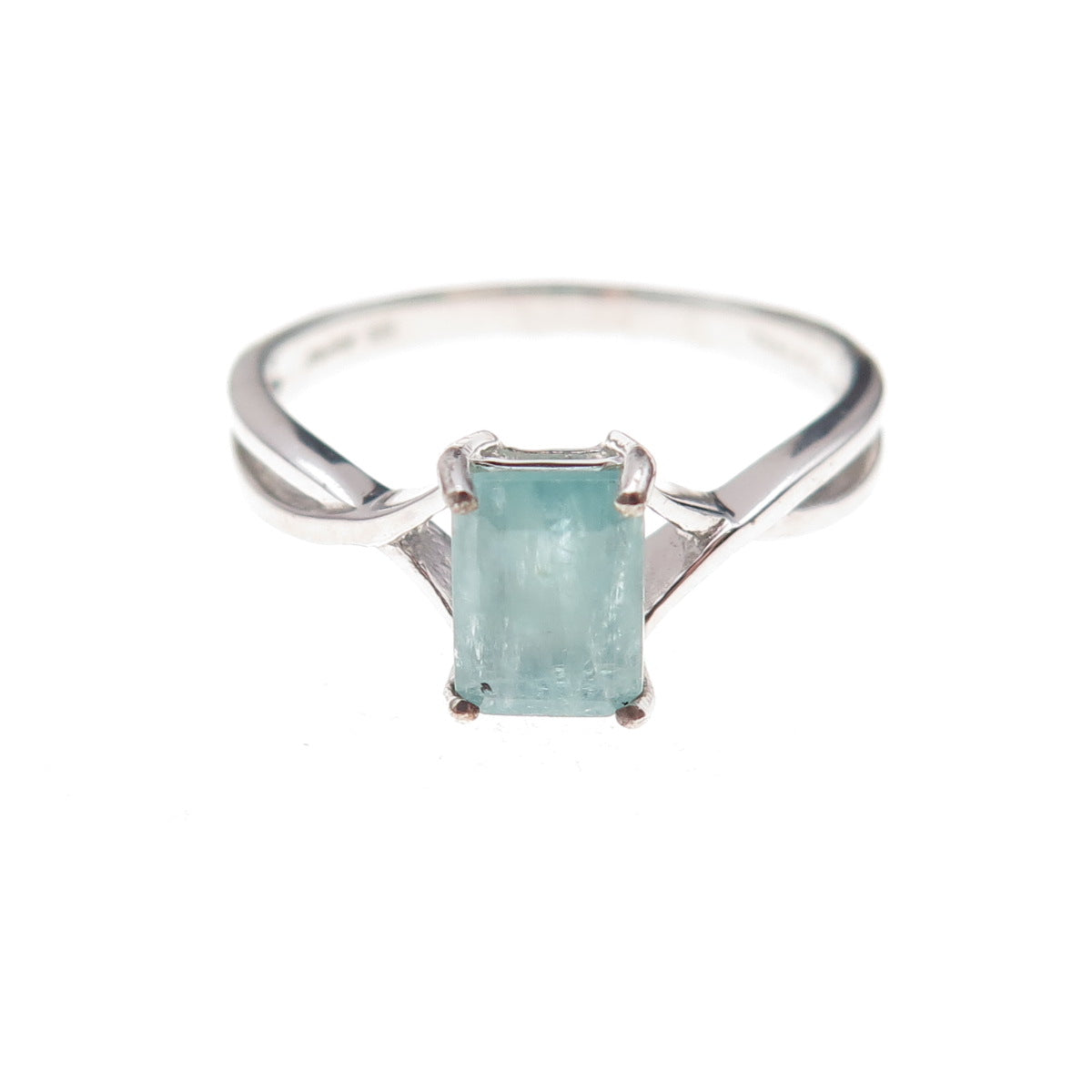 Molloy 925 Sterling Silver Real Emerald-Cut Aquamarine Ring Size 8