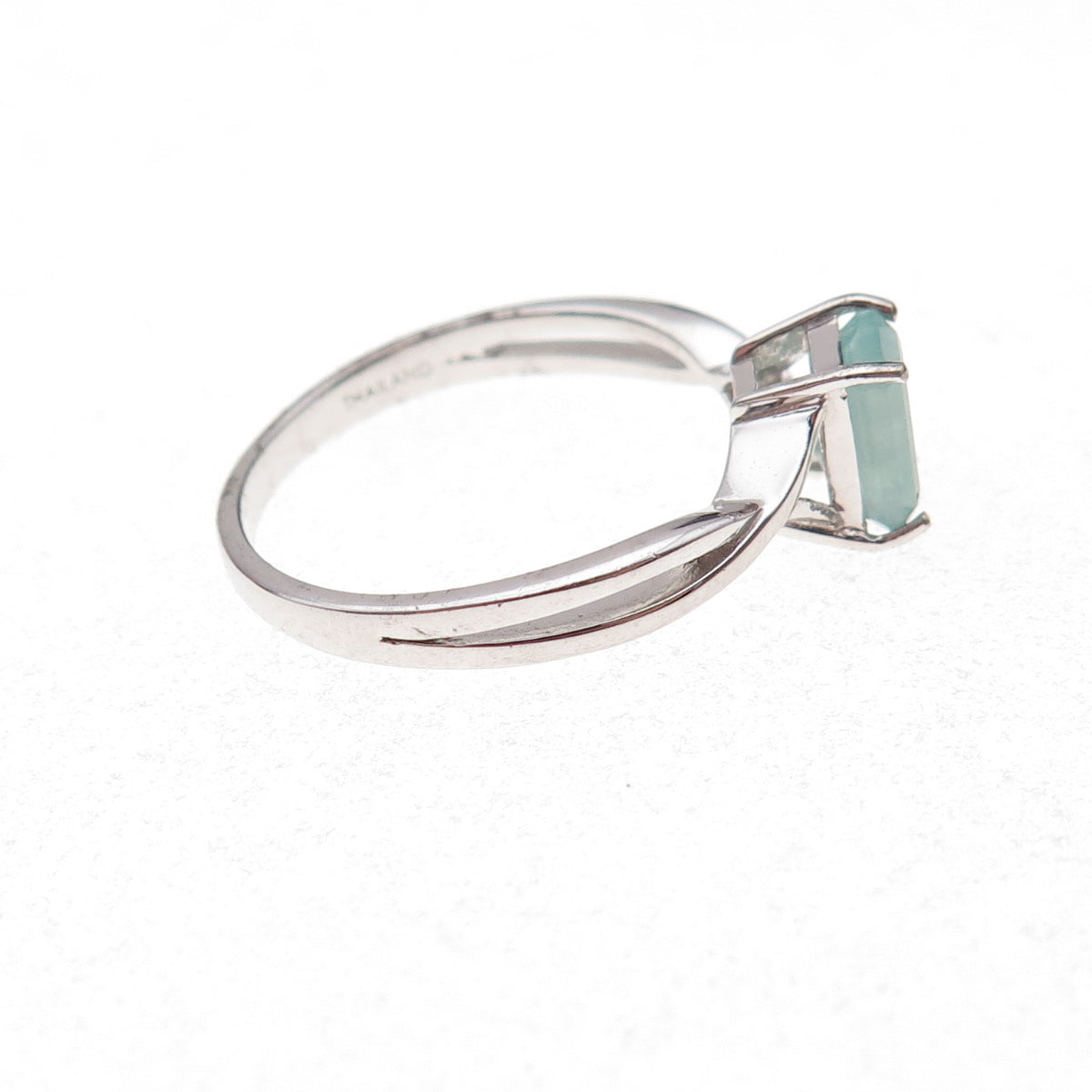 Molloy 925 Sterling Silver Real Emerald-Cut Aquamarine Ring Size 8
