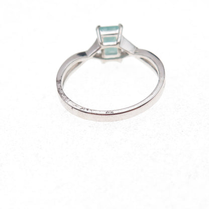 Molloy 925 Sterling Silver Real Emerald-Cut Aquamarine Ring Size 8