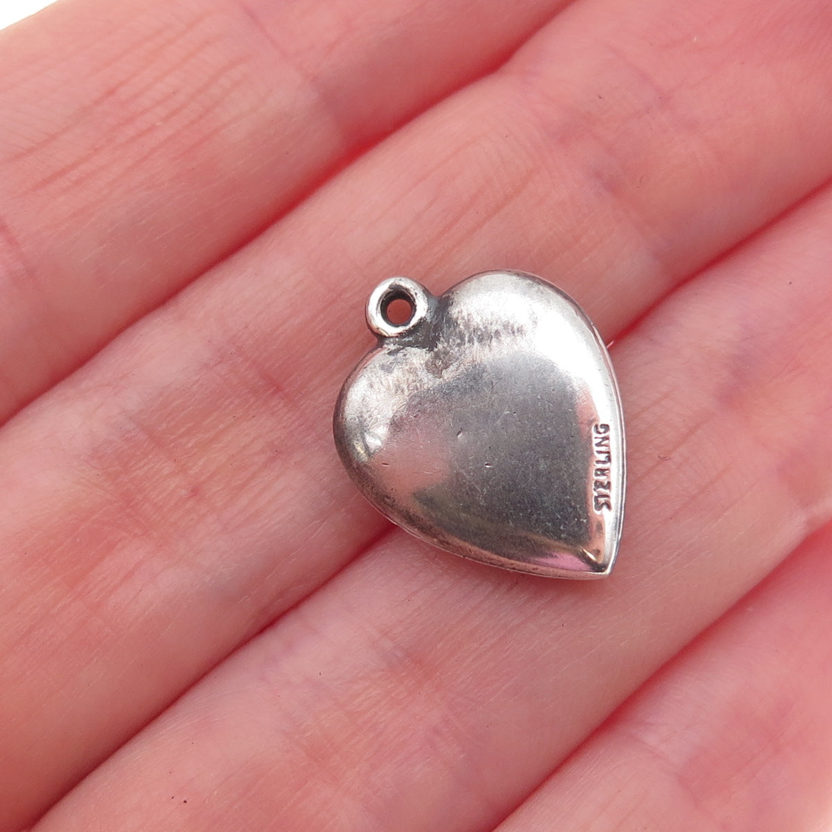 925 Sterling Silver Antique Art Deco Home Sweet Home Heart Chatelaine Pendant