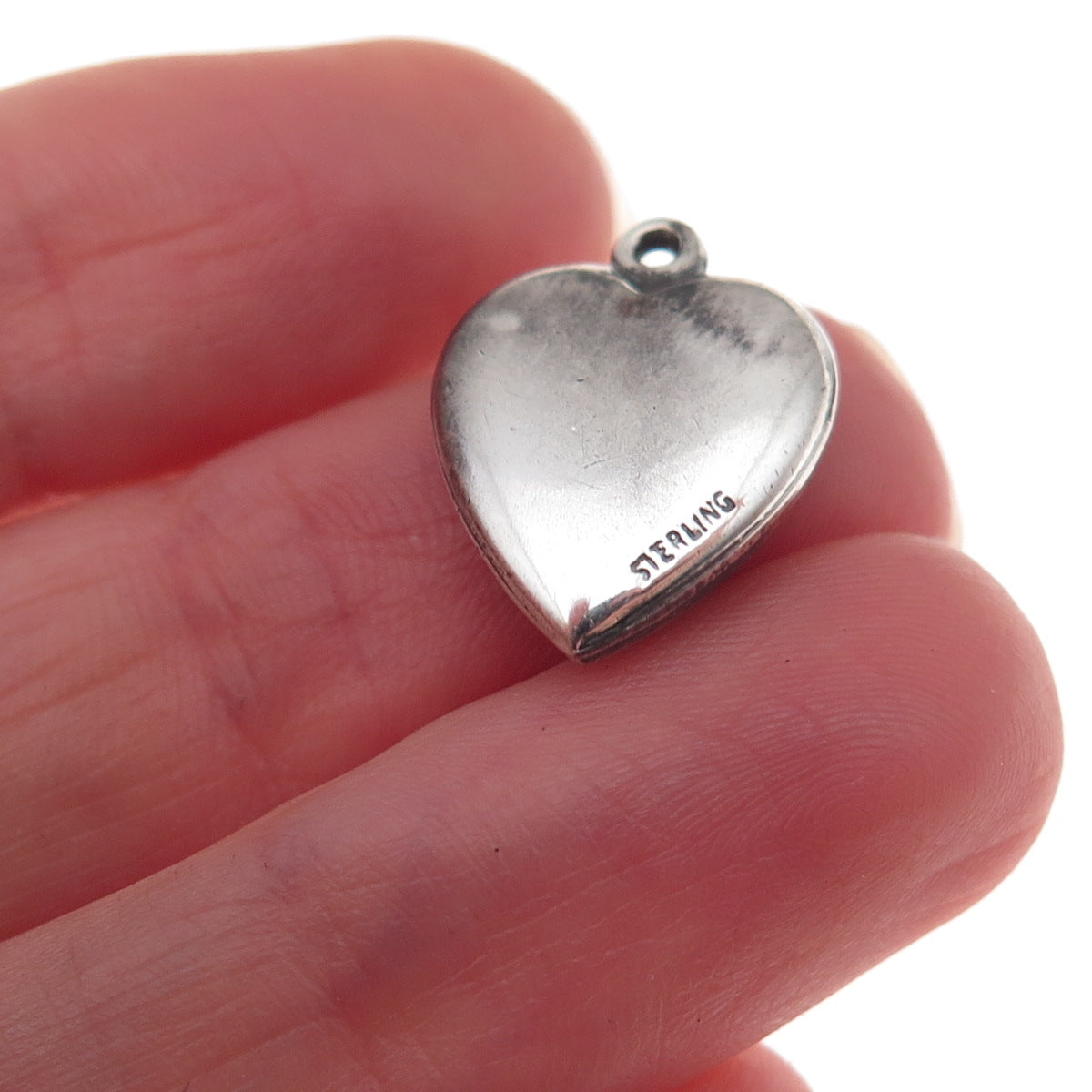 925 Sterling Silver Antique Art Deco Home Sweet Home Heart Chatelaine Pendant