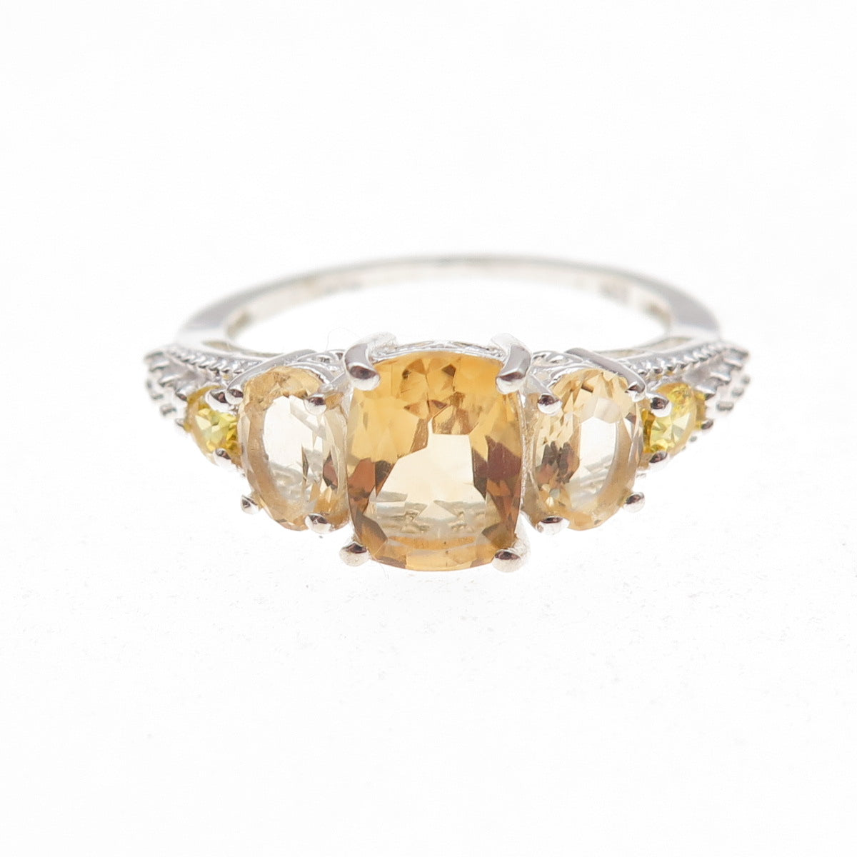Chuck Clemency 925 Sterling Silver Real Multi-Cut Citrine Ring Size 8