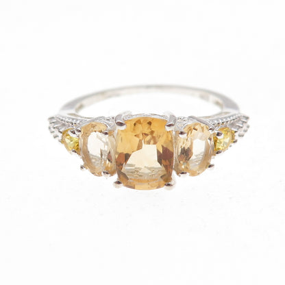 Chuck Clemency 925 Sterling Silver Real Multi-Cut Citrine Ring Size 8