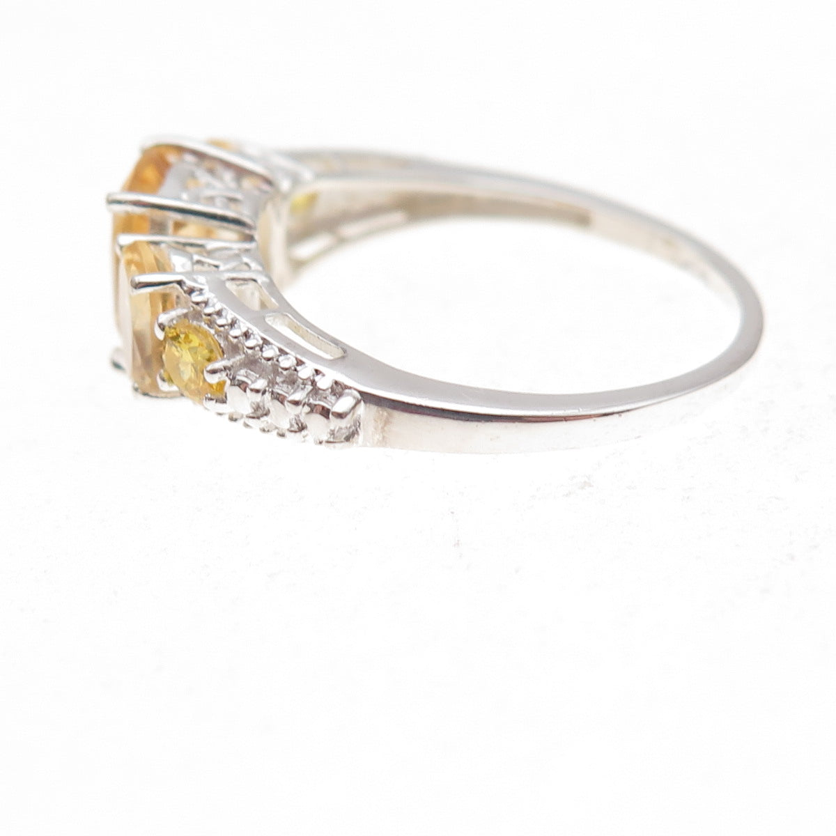 Chuck Clemency 925 Sterling Silver Real Multi-Cut Citrine Ring Size 8