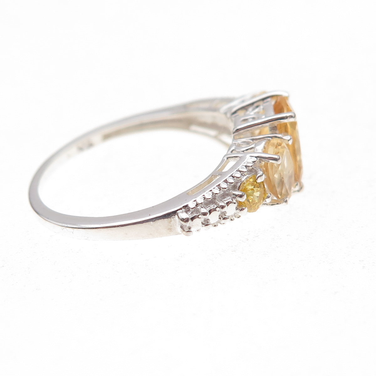 Chuck Clemency 925 Sterling Silver Real Multi-Cut Citrine Ring Size 8