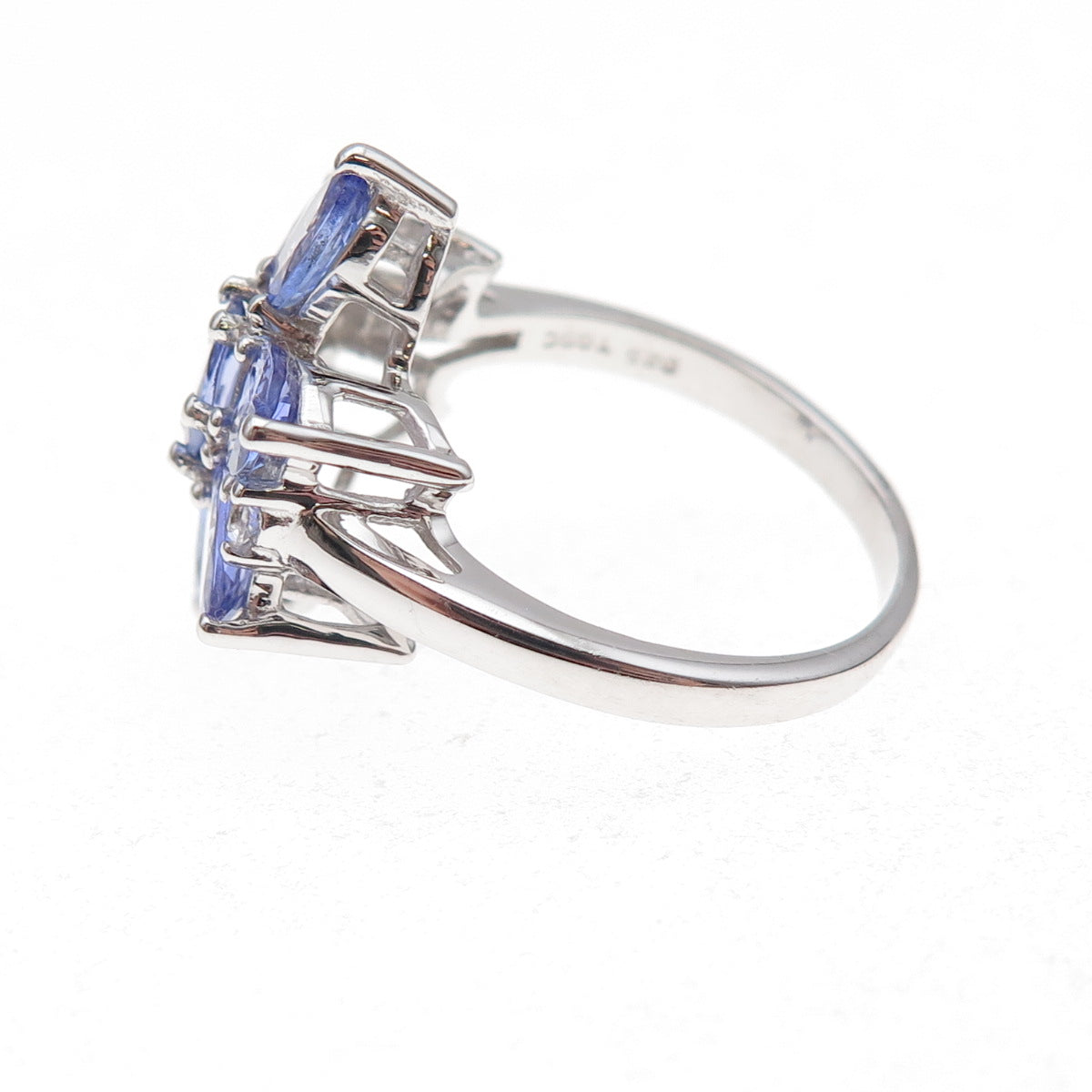 Chuck Clemency 925 Sterling Silver Real Tanzanite & White Topaz Ring Size 8