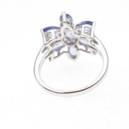 Chuck Clemency 925 Sterling Silver Real Tanzanite & White Topaz Ring Size 8
