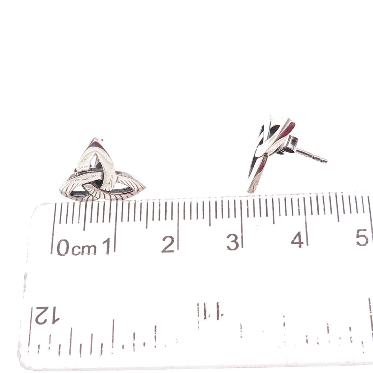 Solvar 925 Sterling Silver Vintage Ireland Celtic Trinity Oxidized Stud Earrings