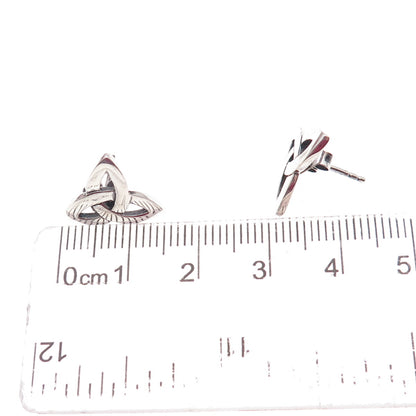 Solvar 925 Sterling Silver Vintage Ireland Celtic Trinity Oxidized Stud Earrings