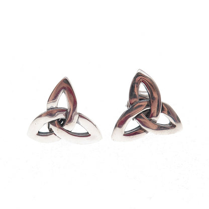 Solvar 925 Sterling Silver Vintage Ireland Celtic Trinity Oxidized Stud Earrings