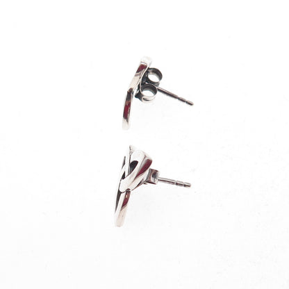 Solvar 925 Sterling Silver Vintage Ireland Celtic Trinity Oxidized Stud Earrings