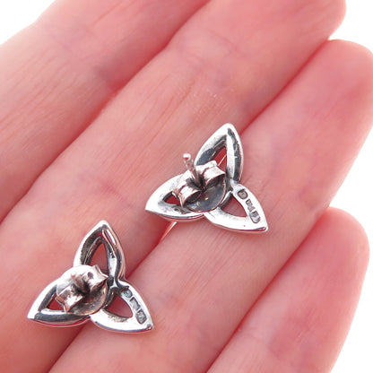 Solvar 925 Sterling Silver Vintage Ireland Celtic Trinity Oxidized Stud Earrings