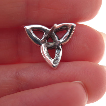 Solvar 925 Sterling Silver Vintage Ireland Celtic Trinity Oxidized Stud Earrings
