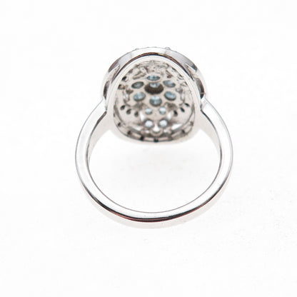 925 Sterling Silver Mexico Real Diamond & Blue Topaz Ring Size 7