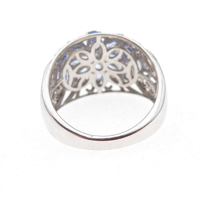 Chuck Clemency 925 Sterling Silver Real Tanzanite Floral Ring Size 8.25