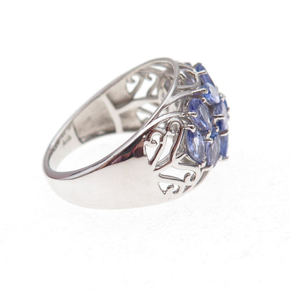 Chuck Clemency 925 Sterling Silver Real Tanzanite Floral Ring Size 8.25