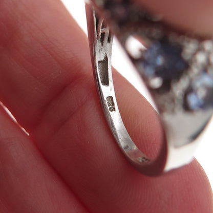 Chuck Clemency Sterling Silver Real Diamond & Tanzanite Starfish Ring Size 7.75