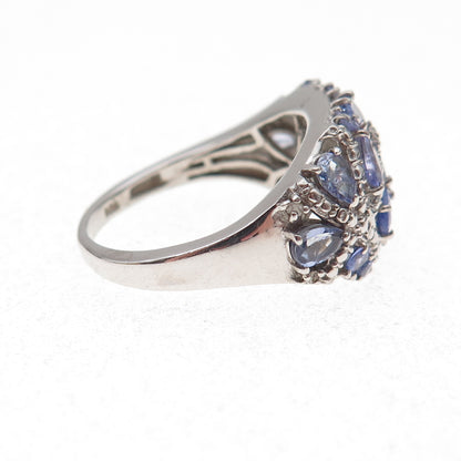 Chuck Clemency Sterling Silver Real Diamond & Tanzanite Starfish Ring Size 7.75