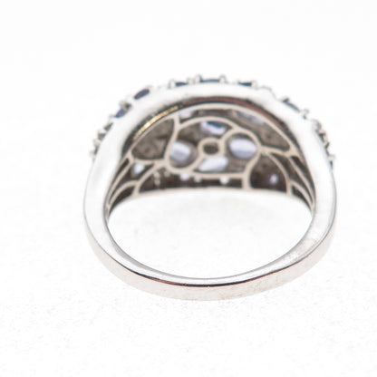 Chuck Clemency Sterling Silver Real Diamond & Tanzanite Starfish Ring Size 7.75