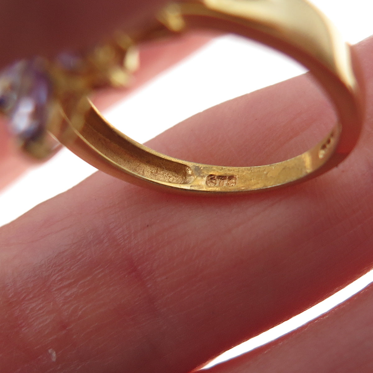 Chuck Clemency Sterling Silver Gold Plated Real Diamond & Tanzanite Ring Size 7